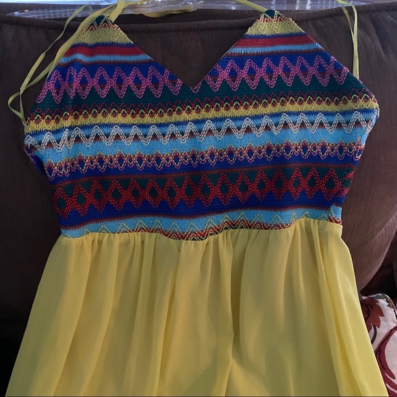 Yellow/Multicolor Halter Dress - Picture 3 of 5